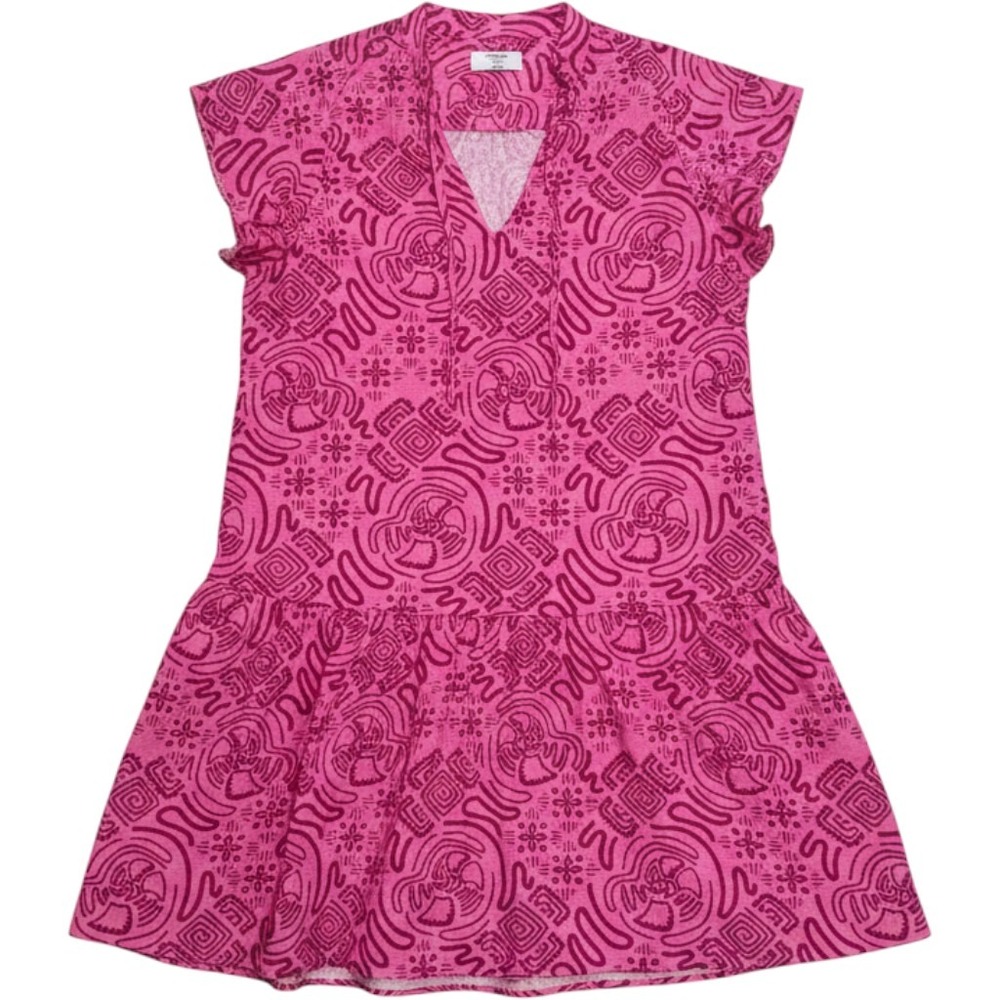 UNTUCKit Arya Dress Womens XS Pink Graphic Print Flutter Sleeve Tiered Mini